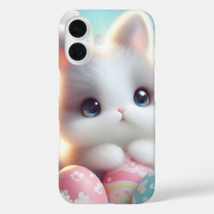 Coque Pour iPhone 16 Doux œufs de Pâques pastel Kawaii chaton