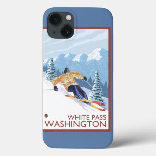 Etui iPhone 13 Downhhill Snow Skier - White Pass, Washington