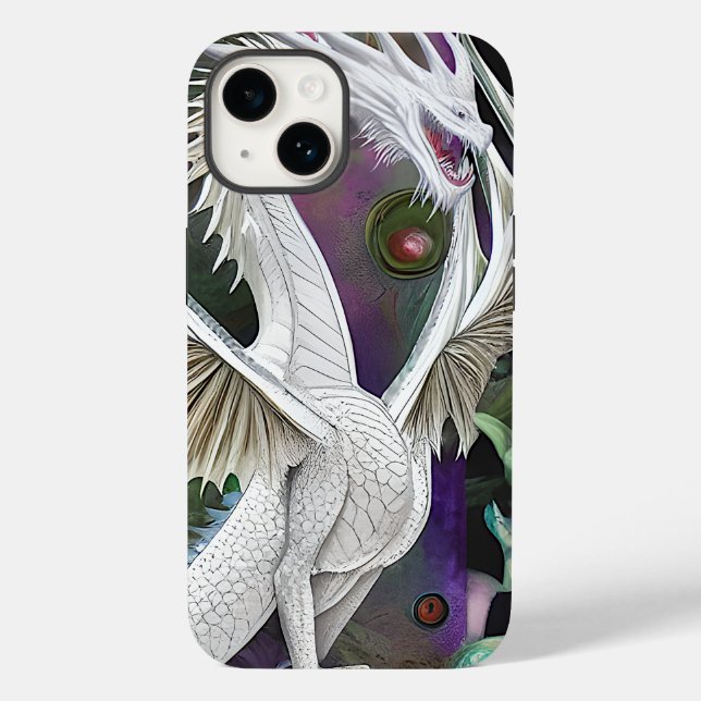 Coques Case-Mate iPhone Dragon blanc (Verso)