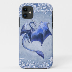 Coque iPhone 11 Dragon Bleu d'hiver Imaginaire Nature Art