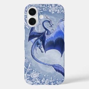 Coque Pour iPhone 16 Dragon Bleu d'hiver Imaginaire Nature Art