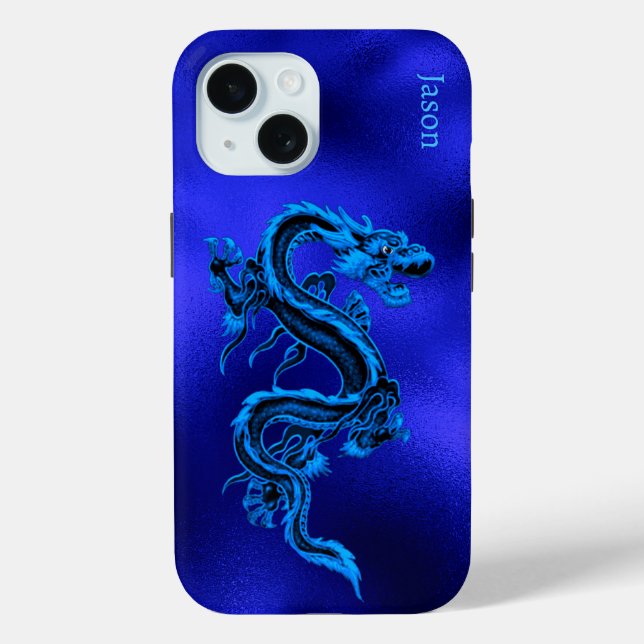 Coques Case-Mate iPhone Dragon bleu personnalisé (Verso)