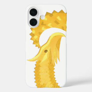 Coque Pour iPhone 16 Dragon coeur jaune sur fond blanc