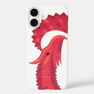 Coque Pour iPhone 16 Dragon cœur rouge sur fond blanc