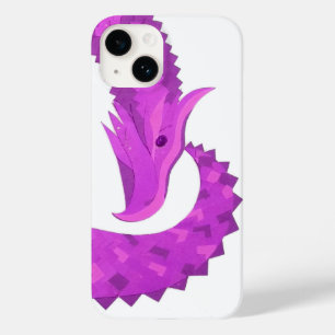 Coque Pour iPhone 14 Dragon cœur violet brillant sur fond blanc