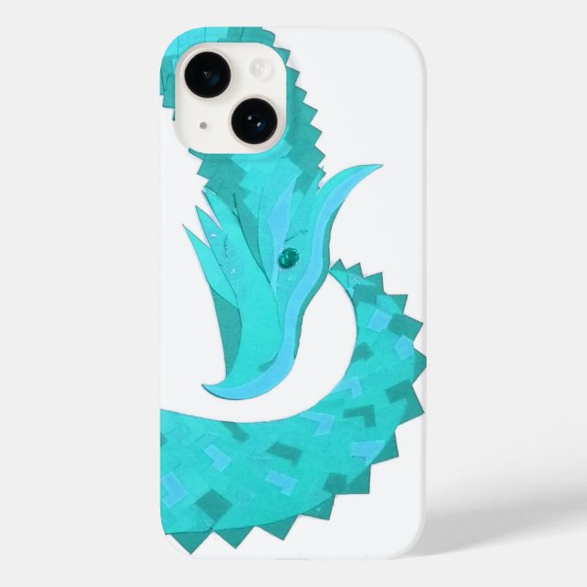 Coques Case-Mate iPhone Dragon de coeur du Verdigris en blanc (Verso)