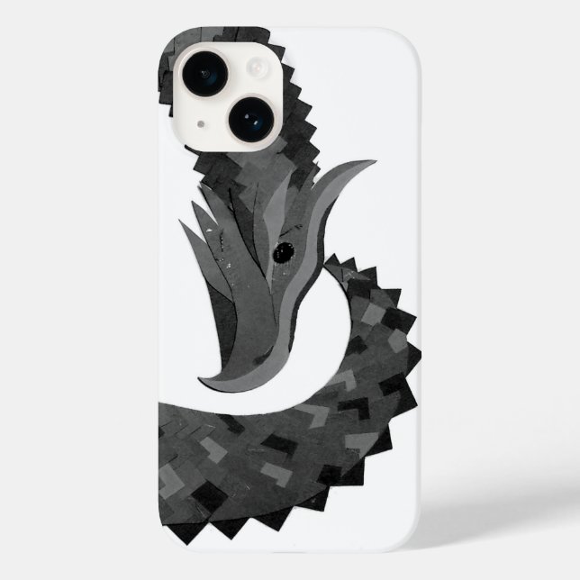 Coques Case-Mate iPhone Dragon de coeur noir sur blanc (Verso)