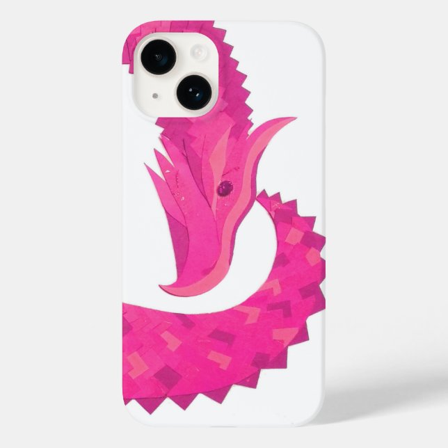 Coques Case-Mate iPhone Dragon de coeur rose chaud sur blanc (Verso)