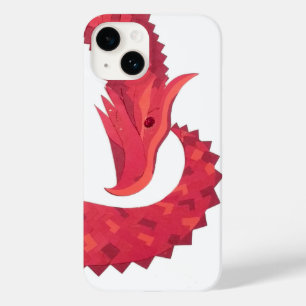 Coque Pour iPhone 14 Dragon de coeur rouge en blanc