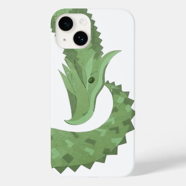 Coques Case-Mate iPhone Dragon de coeur vert olive blanc (Verso)