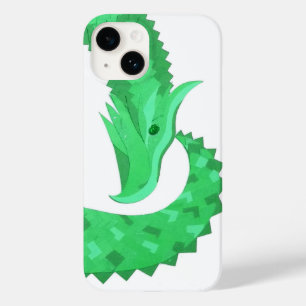 Coque Pour iPhone 14 Dragon de coeur vert sur blanc