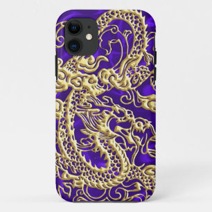 Coque Case-Mate Pour iPhone Dragon d'or embouti sur papier satin violet