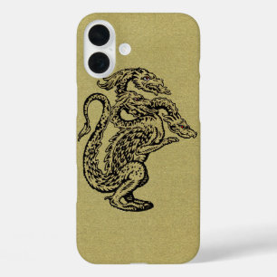 iPhone 16 Plus Case Dragon Gold à trois têtes médiévales