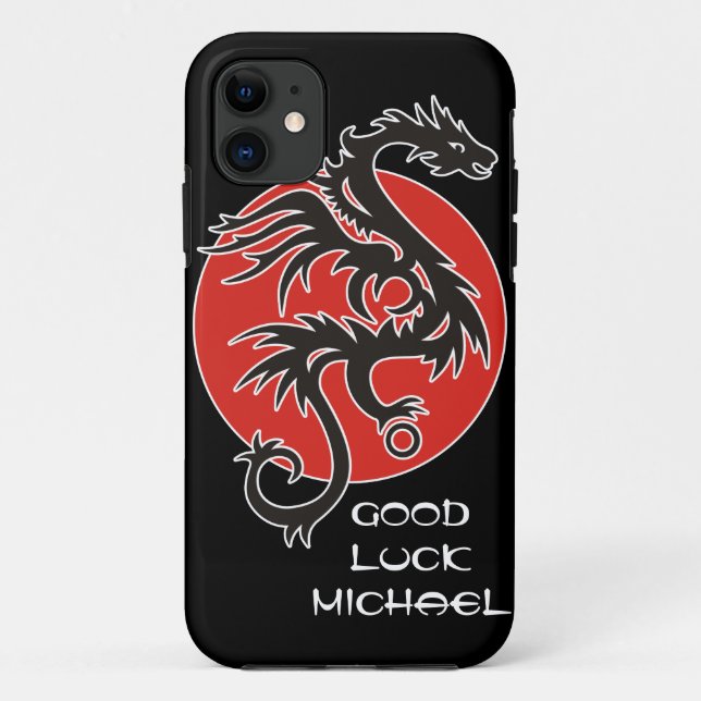 Coques Case-Mate iPhone Dragon Sun - noir rouge blanc + vos idées (Dos)