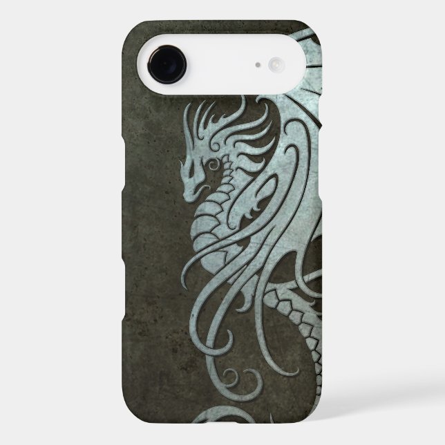 Coques Case-Mate iPhone Dragon tribal de vol - effet en acier industriel (Verso)