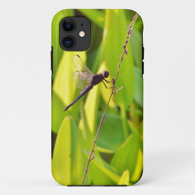 Coques Case-Mate iPhone Dragonfly Blue et noir sur l'herbe. (Dos)