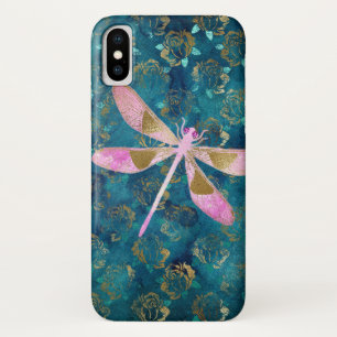 Case-Mate iPhone Case Dragonfly Rose Gold sur Turquoise Blue Foil