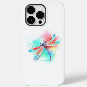 Coque Pour Pour iPhone 14 Pro Max Dragonfly rouge sur l'arrière - plan aquarelle