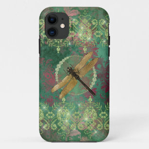 Case-Mate iPhone Case Dragonfly sur Green With Rhinestones