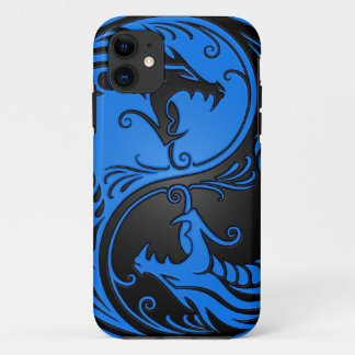Coques Pour iPhone Dragons bleus et noirs de Yin Yang