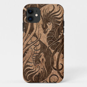Case-Mate iPhone Case Dragons de Yin Yang de vol avec l'effet en bois de
