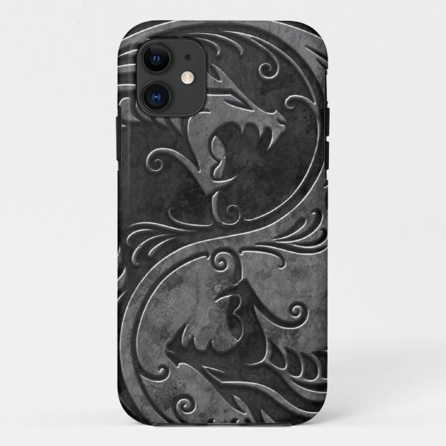 Coques Case-Mate iPhone Dragons en pierre de Yin Yang (Dos)