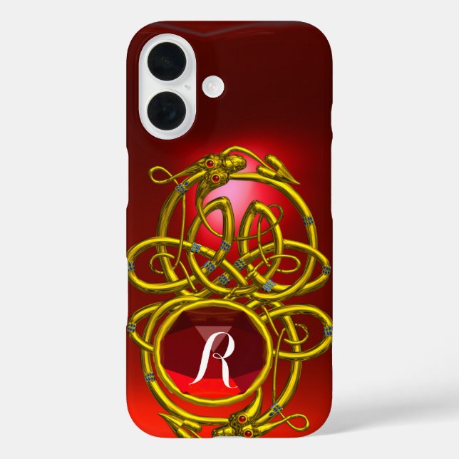 Coques Case-Mate iPhone DRAGONS HYPER, COGNONS CELTIQUES D'OR Monogramme d (Verso)