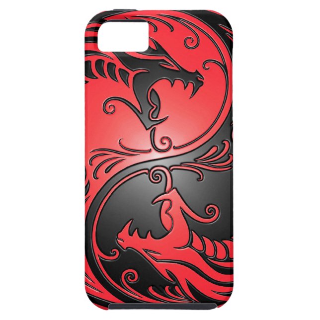 Coques Case-Mate iPhone Dragons, rouge et noir de Yin Yang (Dos)