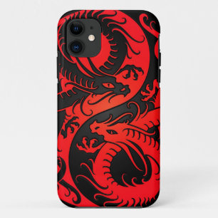 Case-Mate iPhone Case Dragons rouges et noirs de Chinois de Yin Yang