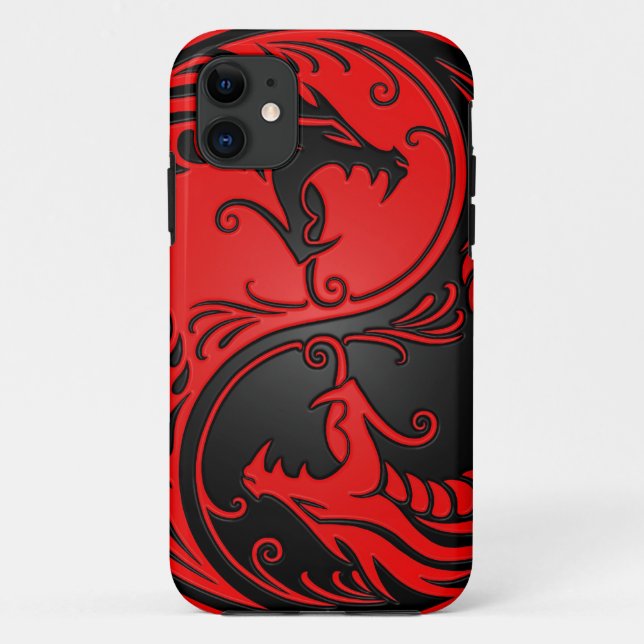 Coques Case-Mate iPhone Dragons rouges et noirs de Yin Yang (Dos)