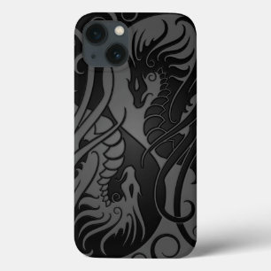 Case-Mate iPhone Case Dragons volants gris et noirs de Yin Yang