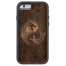 Dragons Yin Yang avec effet Grain de Bois