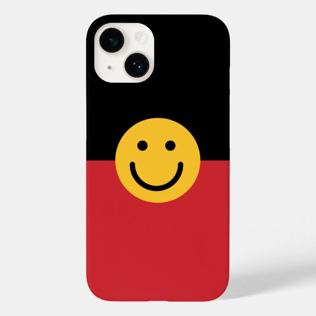 Coques Case-Mate iPhone Drapeau aborigène australien avec visage sourire (Verso)