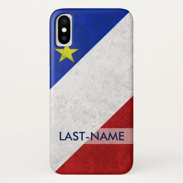 Coques Case-Mate iPhone Drapeau Acadien Nom de famille Grunge désorganisé  (Dos)