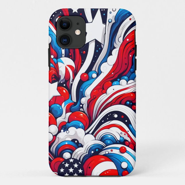 Coques Case-Mate iPhone Drapeau américain Abstrait rouge, blanc et bleu pa (Dos)
