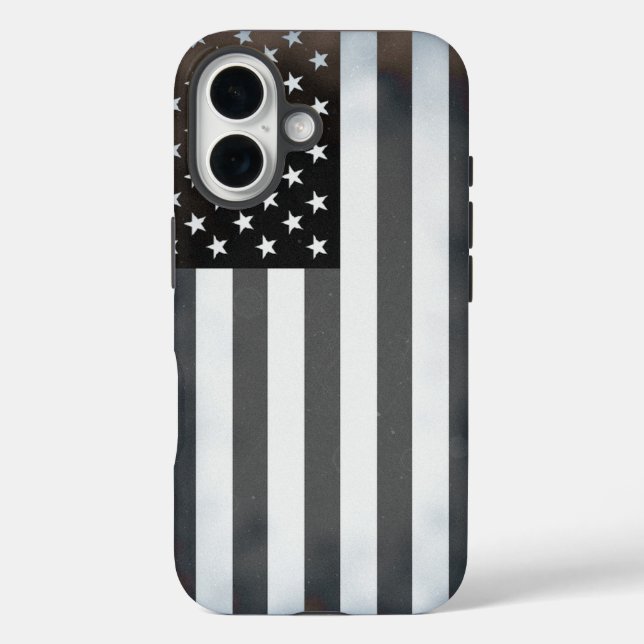 Coques Case-Mate iPhone Drapeau américain Black & White Pop Art (Verso)