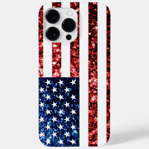 Coque Pour Pour iPhone 14 Pro Max Drapeau américain bleu faux scintillant