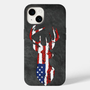 Coque Pour iPhone 14 Drapeau américain cerf en cuir