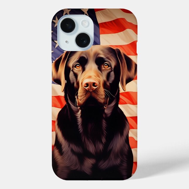 Coques Case-Mate iPhone Drapeau américain Chocolat Labrador (Verso)