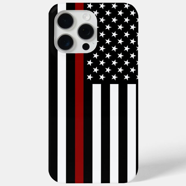 Coques Case-Mate iPhone Drapeau américain de la ligne rouge mince (Verso)