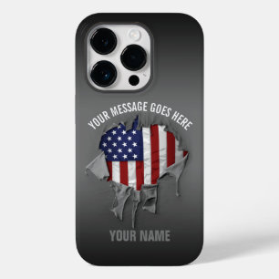 Coque Pour iPhone 14 Pro Drapeau américain déchiré, déchiré Coque-Mate