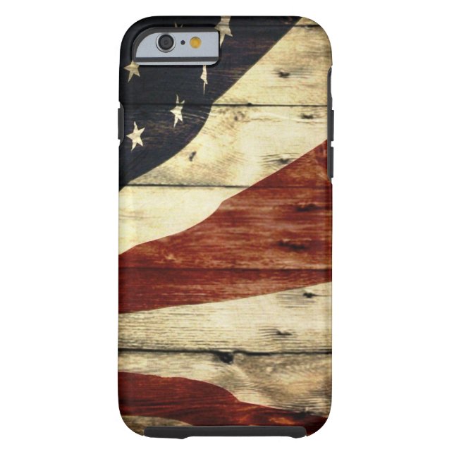 Coques Case-Mate iPhone Drapeau américain en bois de grange primitive (Dos)