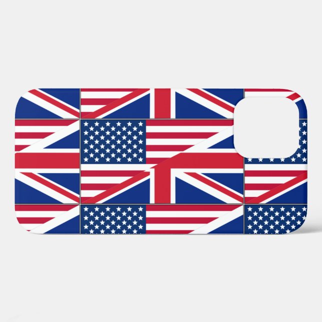Coques Case-Mate iPhone Drapeau américain et britannique à deux citoyens (Verso (horizontal))