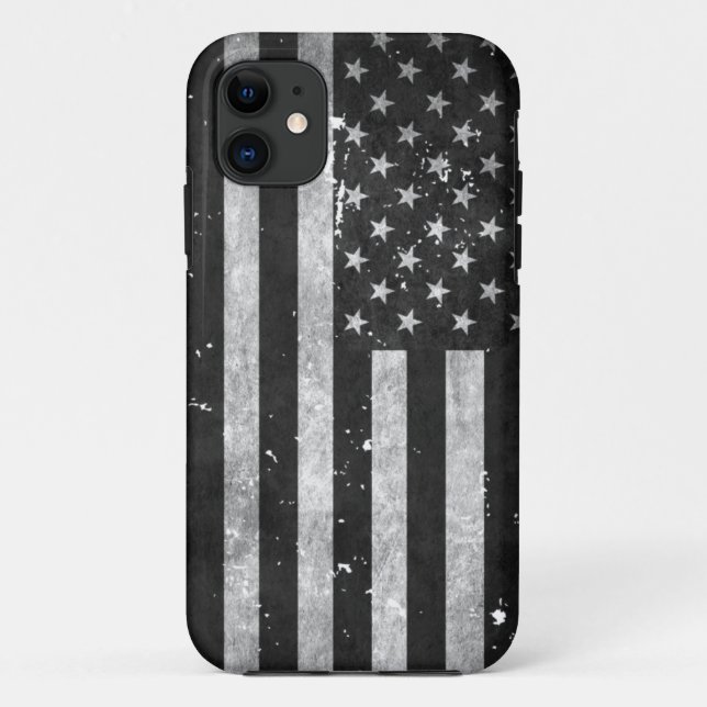 Coques Case-Mate iPhone Drapeau américain grunge noir et blanc (Dos)