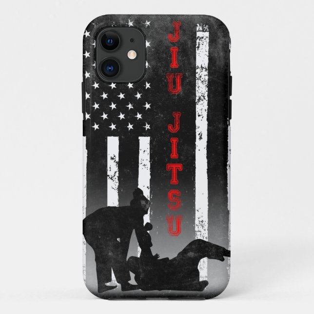 Coques Case-Mate iPhone Drapeau américain Jiu Jitsu noir (Dos)