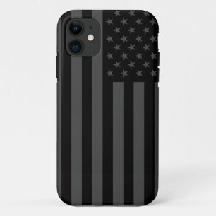 Coque iPhone 11 Drapeau américain noir et gris