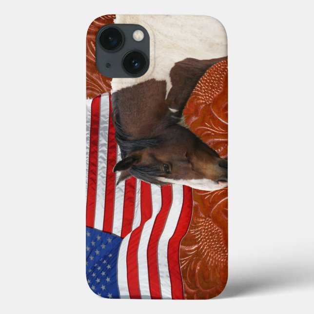 Coques Case-Mate iPhone Drapeau américain patriotique, Pinto & Faux en cui (Verso)