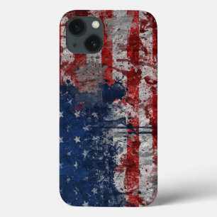 Coques Pour iPhone Drapeau américain peint sur un mur de grunge