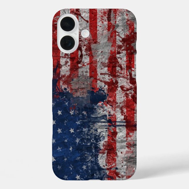 Coques Case-Mate iPhone Drapeau américain peint sur un mur de grunge (Verso)