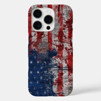 Coques iPhone 16 Pro Drapeau américain peint sur un mur de grunge